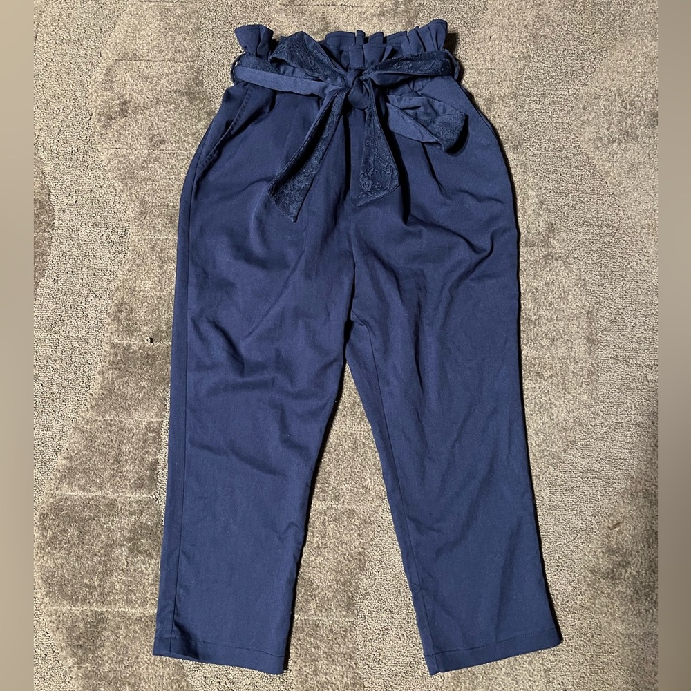 Liz Lisa Navy Blue Paper Bag Capri Pants w/ Tie-On Belt J-Fashion Japanese Brand